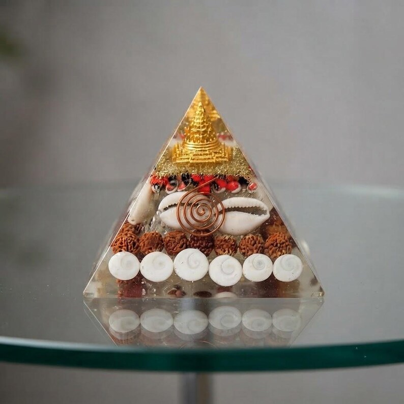 Buddha Orgone Energy Pyramid, Handmade Reiki Crystal Generator for Spiritual Protection