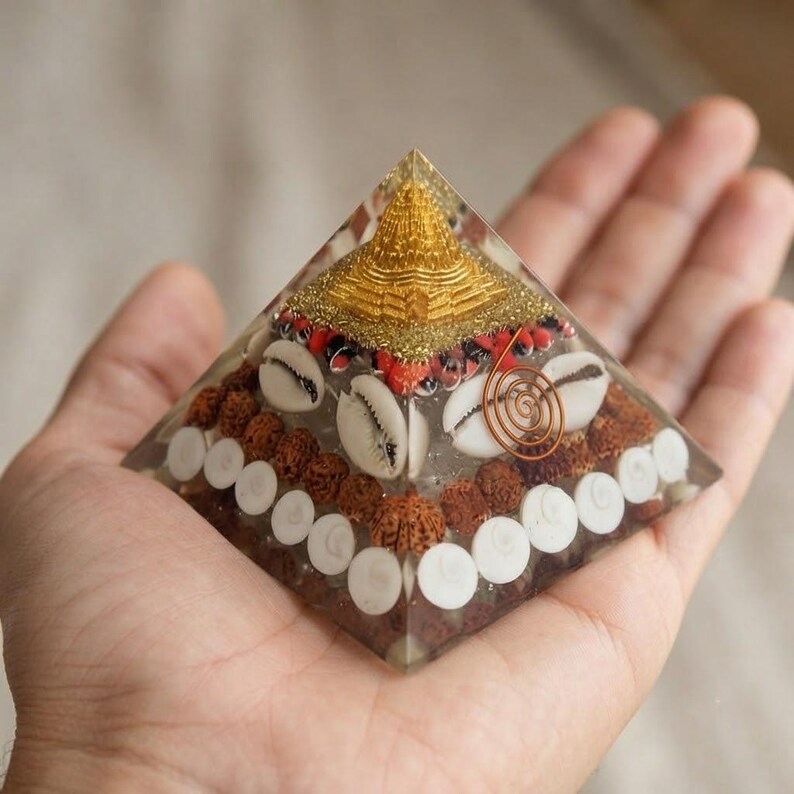 Buddha Orgone Energy Pyramid, Handmade Reiki Crystal Generator for Spiritual Protection