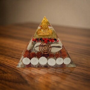 EMF Protection Orgone Pyramid, Buddha Idol Meditation Crystal Decor