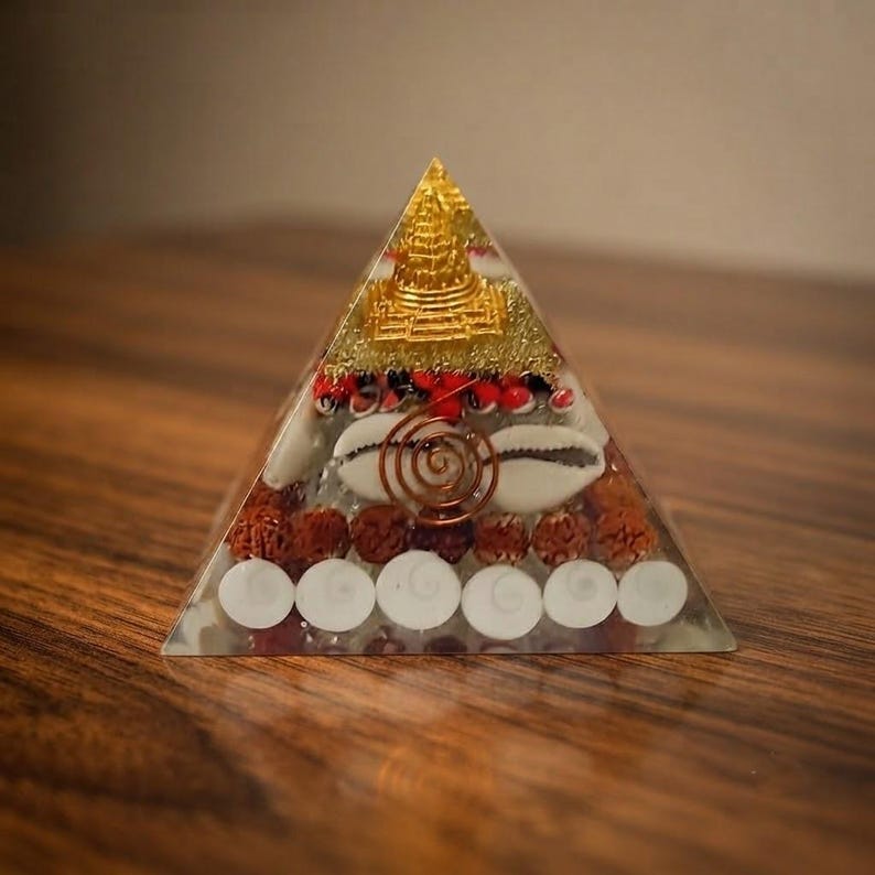 EMF Protection Orgone Pyramid, Buddha Idol Meditation Crystal Decor