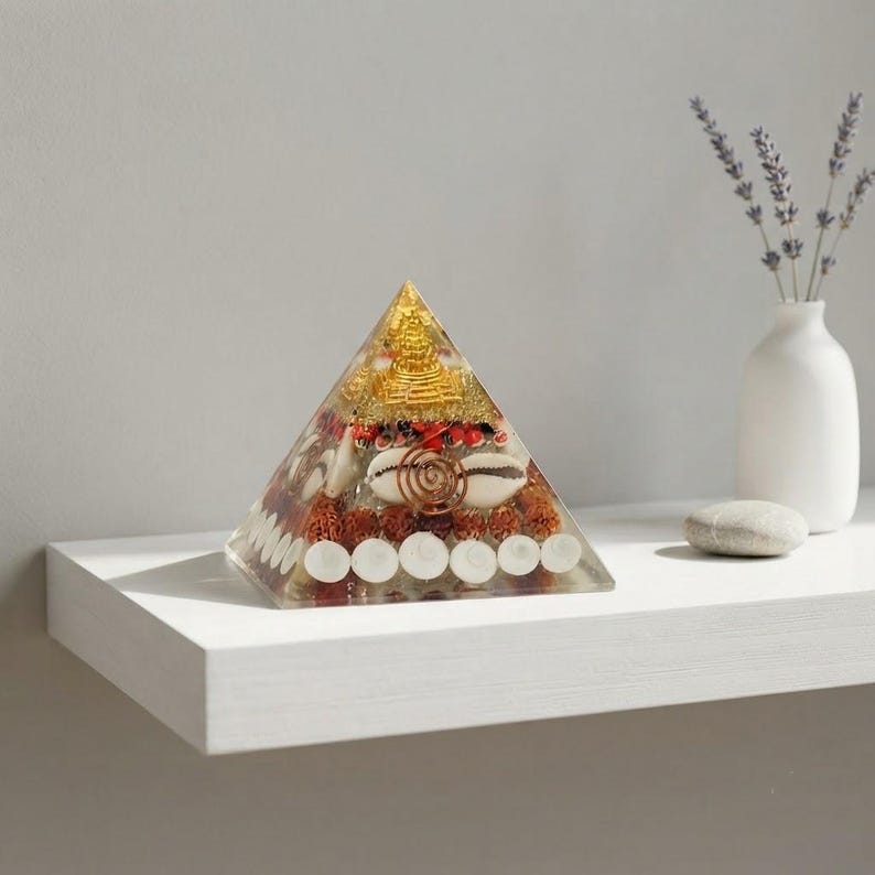 Spiritual Orgone Pyramid with Buddha, Chakra Balancing Reiki Energy Generator