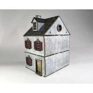 Edificio europeo de 3 plantas pre-pintado, escenario urbano de la Segunda Guerra Mundial, casa modular a escala de 28 mm.