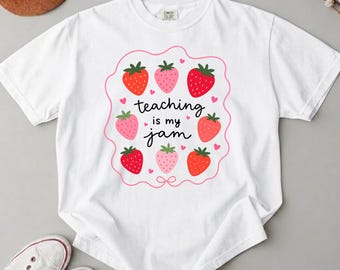 Camiseta "Enseñar es mi pasión" / Camiseta Comfort Colors Strawberry Teacher / Regalo de agradecimiento para profesores / Camiseta de regreso a clases / Ropa para el aula