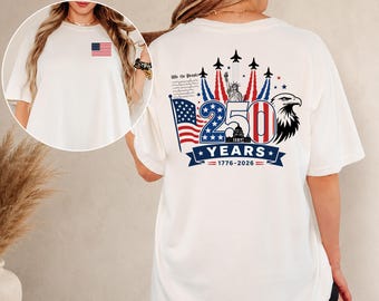 America 250 Years Fighter Jet Shirt | 1776–2026 Patriotic July 4th Tee | Front & Back Print Independence Day Shirt | 250th Anniversary Shirt