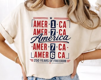 Camiseta Comfort Colors America 1776 / Camiseta del 250 aniversario de EE. UU. / Camiseta de 250 años de libertad / Camiseta patriótica del 4 de julio / Regalo del Día de los Caídos