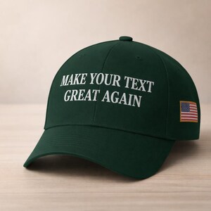 Make Your Text Great Again Hat, Custom Text Embroidered Red Hat, MAGA Baseball Dad Cap, Funny Unisex Hat, Personalized Hat with Your Text image 9