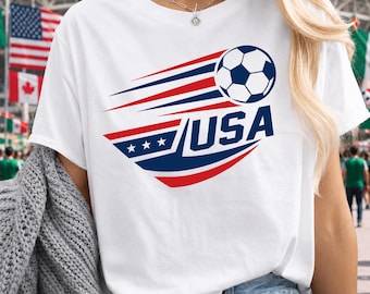 Camiseta de fútbol de EE. UU. / Camiseta de EE. UU. para el Mundial 2026 / Camiseta roja, blanca y azul para aficionados al fútbol / Camiseta para torneos de fútbol / Camiseta para el día del partido internacional