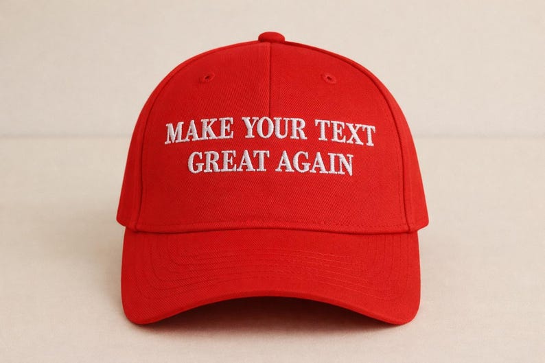 Make Your Text Great Again Hat, Custom Text Embroidered Red Hat, MAGA Baseball Dad Cap
