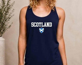 Scotland Football Tank Top | WCup 2026 Soccer Tank Top | Scotland Shirt for Women's | Scotland Flag Top | International Game Day Tank Top