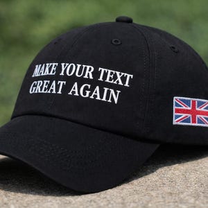 Make Your Text Great Again Hat, Custom Text Embroidered Red Hat, MAGA Baseball Dad Cap, Funny Unisex Hat, Personalized Hat with Your Text image 4