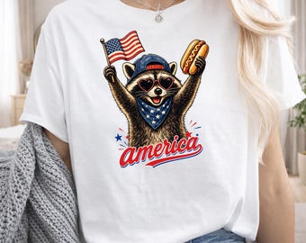 Feral & Free Racoon Shirt, Comfort Colors 4th of July Shirt | Funny Patriotic Racoon Tee | USA Independence Day Shirt | Memorial Day Gift