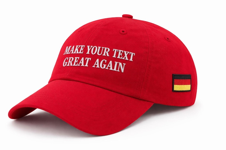 Make Your Text Great Again Hat, Custom Text Embroidered Red Hat, MAGA Baseball Dad Cap, Funny Unisex Hat, Personalized Hat with Your Text image 2