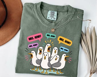 Camiseta personalizada com gaivotas para professores | Camiseta divertida Comfort Colors para professores | Camiseta de agradecimento aos professores | Presente para a volta às aulas | Camiseta Nemo para professores
