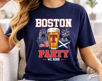 Camiseta de Boston para fiestas / Camiseta de fútbol de Boston y Escocia / Camiseta de fútbol del Mundial 2026 / Camiseta para el día del partido en Boston / Camiseta divertida de regalo para aficionados al fútbol