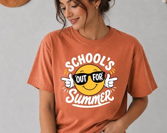 Camiseta Comfort Colors "Férias de Verão" | Camiseta para o Último Dia de Aula | Camiseta para Professores nas Férias de Verão | Camiseta para o Fim do Ano Letivo