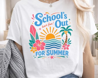 Camiseta Comfort Colors "Fim das Aulas para o Verão" | Camiseta para Professores - Último Dia de Aula | Camiseta para Férias de Verão | Camiseta para Professores - Fim do Ano Letivo