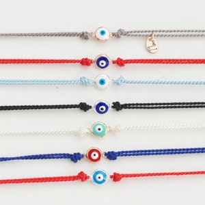 evil eye bracelet  - protection amulet - red string - adjustable  - tiny eye bracelet - silk cord evil eye bracelet  - Christmas gift