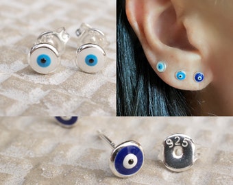 Evil eye stud earrings - tiny evil eye - protection -eye  post earrings - blue eye - white eye - turquoise eye
