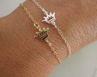 Tiny crown  bracelet - mini crown - small crown bracelet - silver crown bracelet - gold crown bracelet - rose gold bracelet