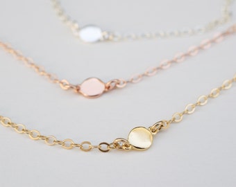 Tiny dot necklace - mini disc  necklace -gold disc necklace - chain necklace - teeny tiny coin - silver - gold - rose gold