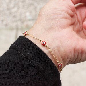 Red evil eye bracelet - multi evil eye bracelet - protection eye bracelet - tiny evil eye  bracelet