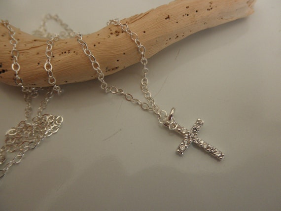 CZ Cross Necklace - Small Cross Pendant - Pave Cross CZ Cross Necklace - Small Cross Pendant - Pave Cross