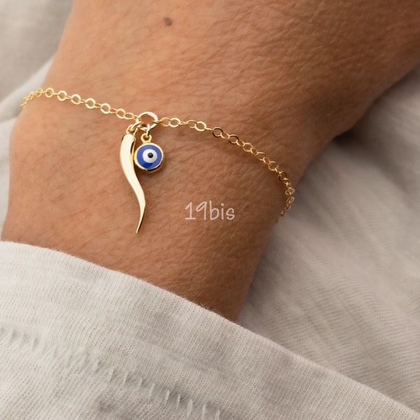 Horn eye bracelet - Italian horn - Italian horn bracelet - protection bracelet - talisman - evil eye jewelry - Christmas