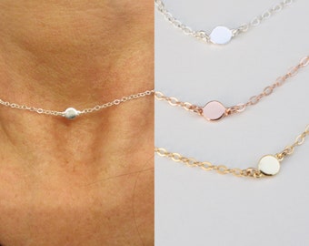 Tiny dot necklace - mini disc  necklace -gold disc necklace - chain necklace - teeny tiny coin - silver - gold - rose gold
