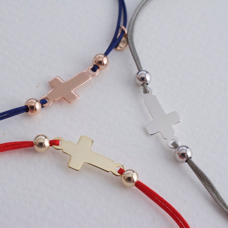 Cross bracelet sideways cross adjustable bracelet Etsy