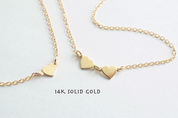 14k Solid Gold Heart Necklace Mini Teeny - 14k Solid Gold Heart Pendant 14k Solid Gold Heart Necklace Mini Teeny - 14k Solid Gold Heart Pendant
