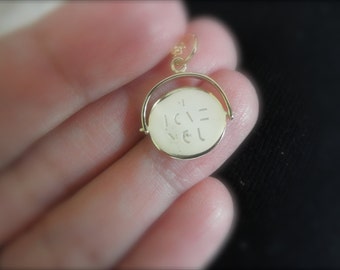 Hidden Message Pendant Necklace I Love You Spinning Charm Love You