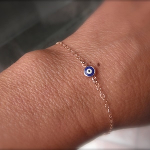 Blue Evil eye bracelet - rose gold eye bracelet - protection bracelet - 14K rose gold-filled chain - rose gold vermeil evil eye