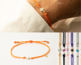 Zirconia birthstone bracelet  -cord bracelet -  customized bracelet - personalized gifts - cz birthstone - diamond cut zirconia
