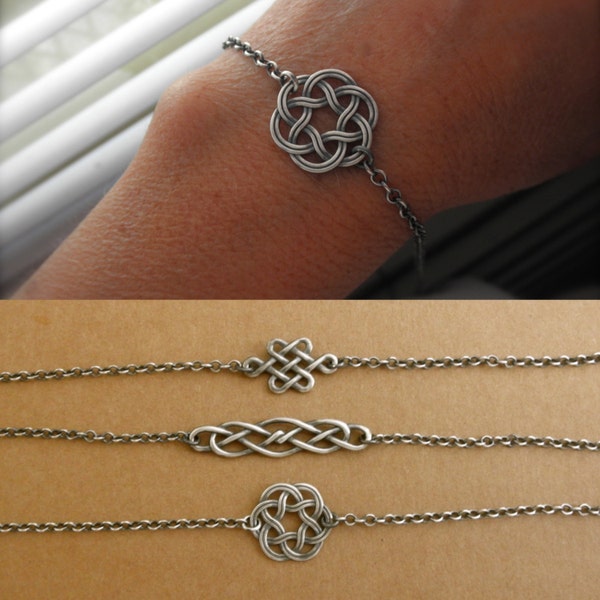 Celtic knot bracelet - oxidized sterling silver - celtic jewelry - blackened sterling silver - endless knot bracelet