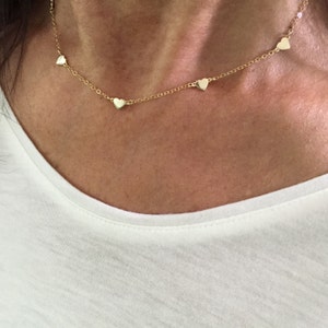 Gold Station hearts necklace - mini charms 14K gold-filled chain gold vermeil