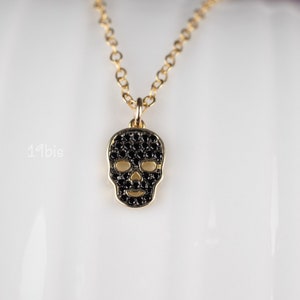 Pave skull necklace - cz skull - black skull  - silver skull - gold  skull - skull pendant