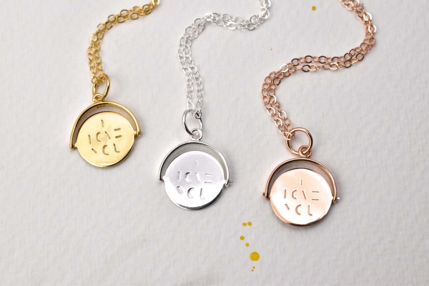 Personalised 18ct Gold Plated or Silver I Love You Spinner Necklace - Etsy