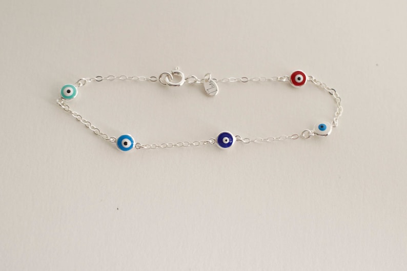 multi color evil eye bracelet multi evil eye bracelet protection eye bracelet blue white red turquoise evil eye tiny evil eye immagine 4