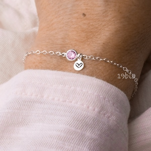 Geburtsstein Herz Armband - Zirkonia Geburtsstein - CZ Charme - Personalisiert - Solitär Zirkon - Weihnachtsgeschenk