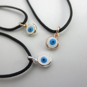 Evil eye cord choker - sterling silver evil eye choker - gold vermeil evil eye choker - cz evil eye protection charm - rose gold eye