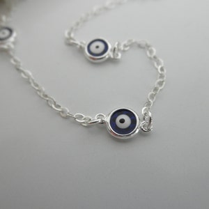 Station Blue evil eye necklace solid 925 sterling silver protection necklace sterling evil eyes image 4