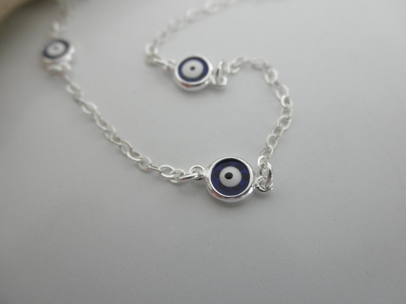 Station Blue evil eye necklace solid 925 sterling silver protection necklace sterling evil eyes image 4