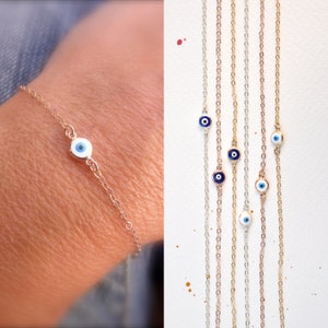 Evil eye bracelet  - new colors - tiny evil eye bracelet  - protection bracelet - silver eye - gold eye - rose gold evil eye - Christmas