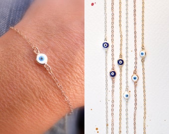 Evil eye bracelet  - new colors - tiny evil eye bracelet  - protection bracelet - silver eye - gold eye - rose gold evil eye -