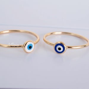 Gold Evil eye ring   - protection ring  - blue eye ring  - white eye ring - evil eye jewelry