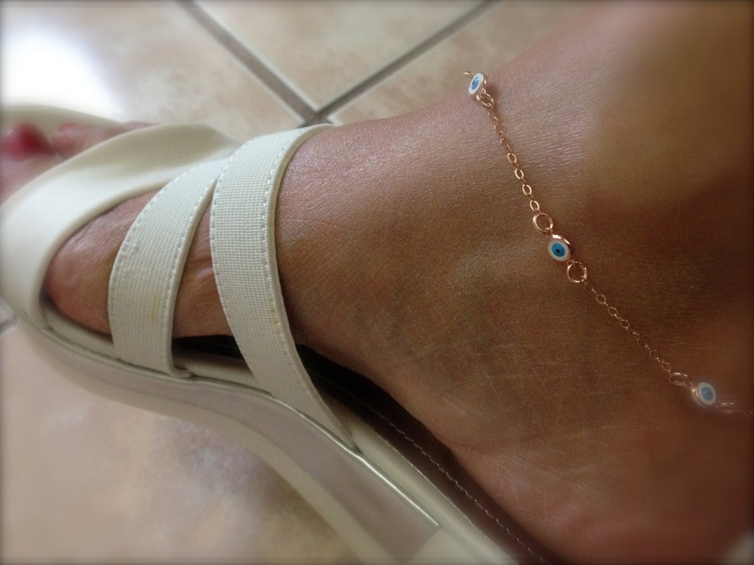 Rose Gold Evil Eyes Anklet Multi Evil Eye Anklet Rose Gold Ankle Bracelet  Protection Eye Anklet Gold Evil Eye Anklet - Etsy
