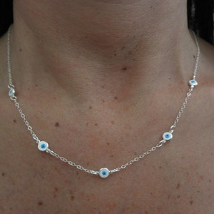 evil eye sterling silver chain necklace