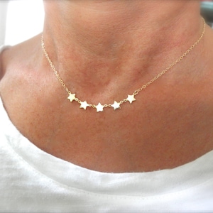multi gold  star  necklace - 14K gold-filled chain  - gold star necklace - chain necklace - teeny tiny star - dainty jewelry
