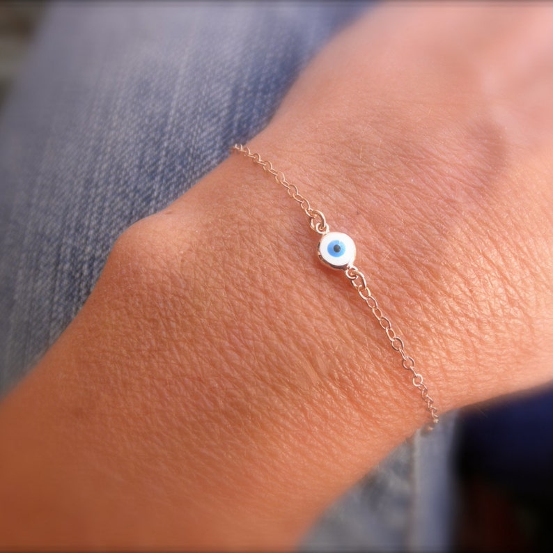 Evil eye bracelet new colors tiny evil eye bracelet protection bracelet silver eye gold eye rose gold evil eye Christmas image 4