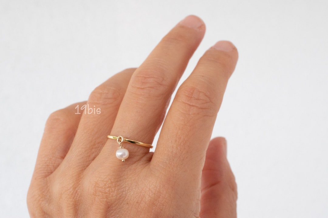 Pearl Dangle Ring - Pearl Jewelry - Freshwater Pearl - Tiny